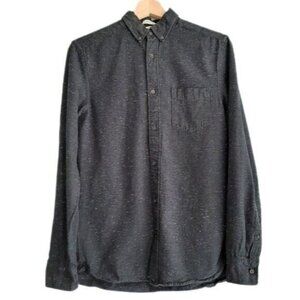 H&M 100% Cotton Button Down Casual Shirt Black Confetti Men's Sz XS